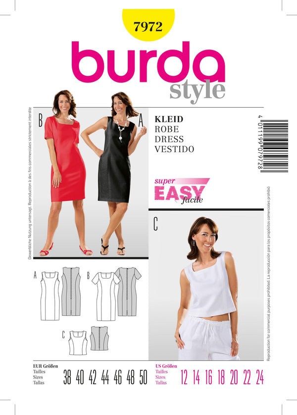 Burda Style Dress Sewing Pattern for Stylish Creations B7972