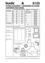Burda Style Kitchen Accessories Sewing Pattern for Creative Projects B8125