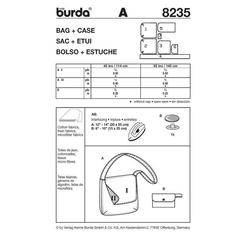 Burda Style Stylish Bag & Case Sewing Pattern for Creative Projects B8235