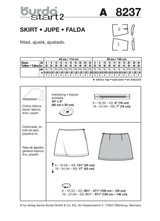 Burda Style Skirt Sewing Pattern for Stylish Creations B8237