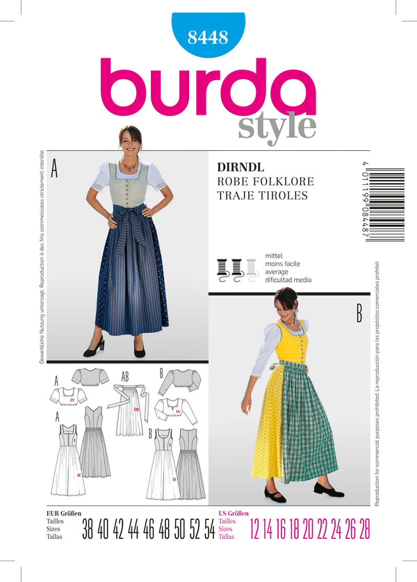 Burda Style Dirndl Dress Sewing Pattern for Stylish Creations B8448
