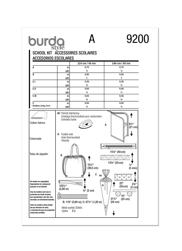 Burda Style Accessories Sewing Pattern for Creative Projects B9200