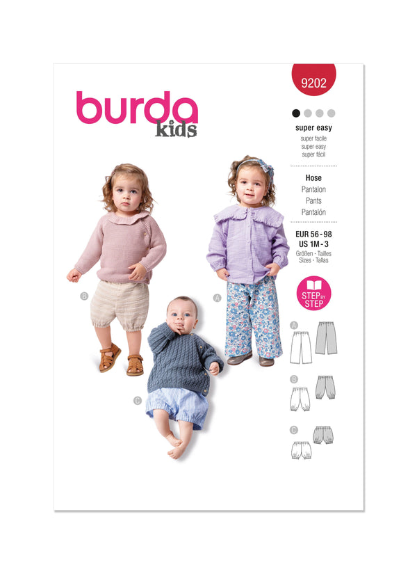 Burda Style Babies Trousers Sewing Pattern for Easy Crafting B9202