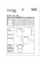 Burda Style Toddlers' T-Shirt Sewing Pattern B9205