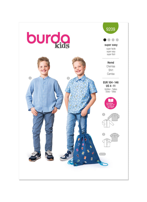 Burda Style Children's Shirt Sewing Pattern for Stylish Kids B9209