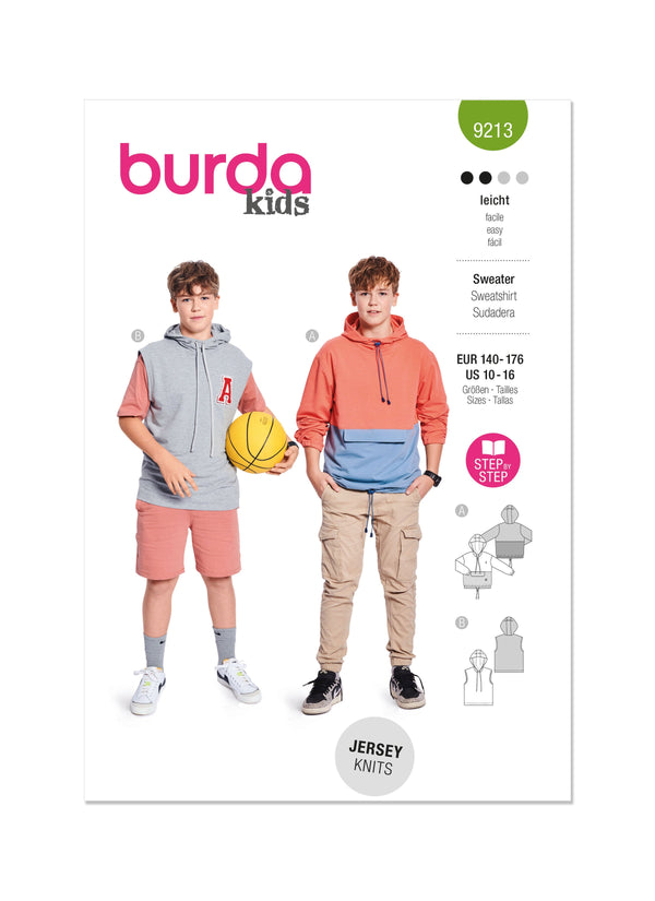 Burda Style Children's Sweatshirt Sewing Pattern Guide B9213