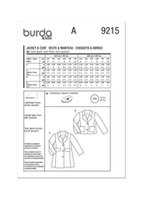 Burda Style Children's Coats Sewing Pattern for Stylish Kids B9215