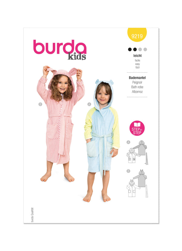 Burda Style Children's Bathrobe Sewing Pattern Guide B9219