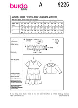 Burda Style Children's Jacket & Dress Sewing Pattern B9225