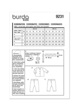 Burda Style Babies' Coordinates Sewing Pattern Guide B9231