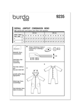 Burda Style Babies' Jumpsuit Sewing Pattern for Easy Crafting B9235