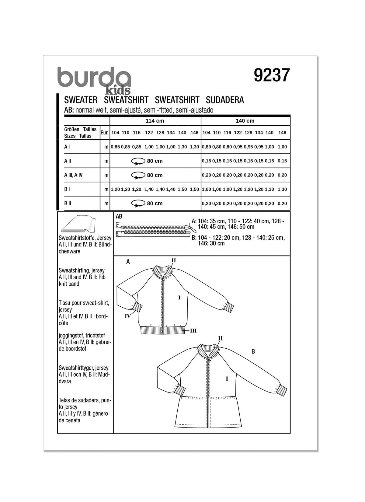 Burda Style Children's Blouson Top Sewing Pattern B9237