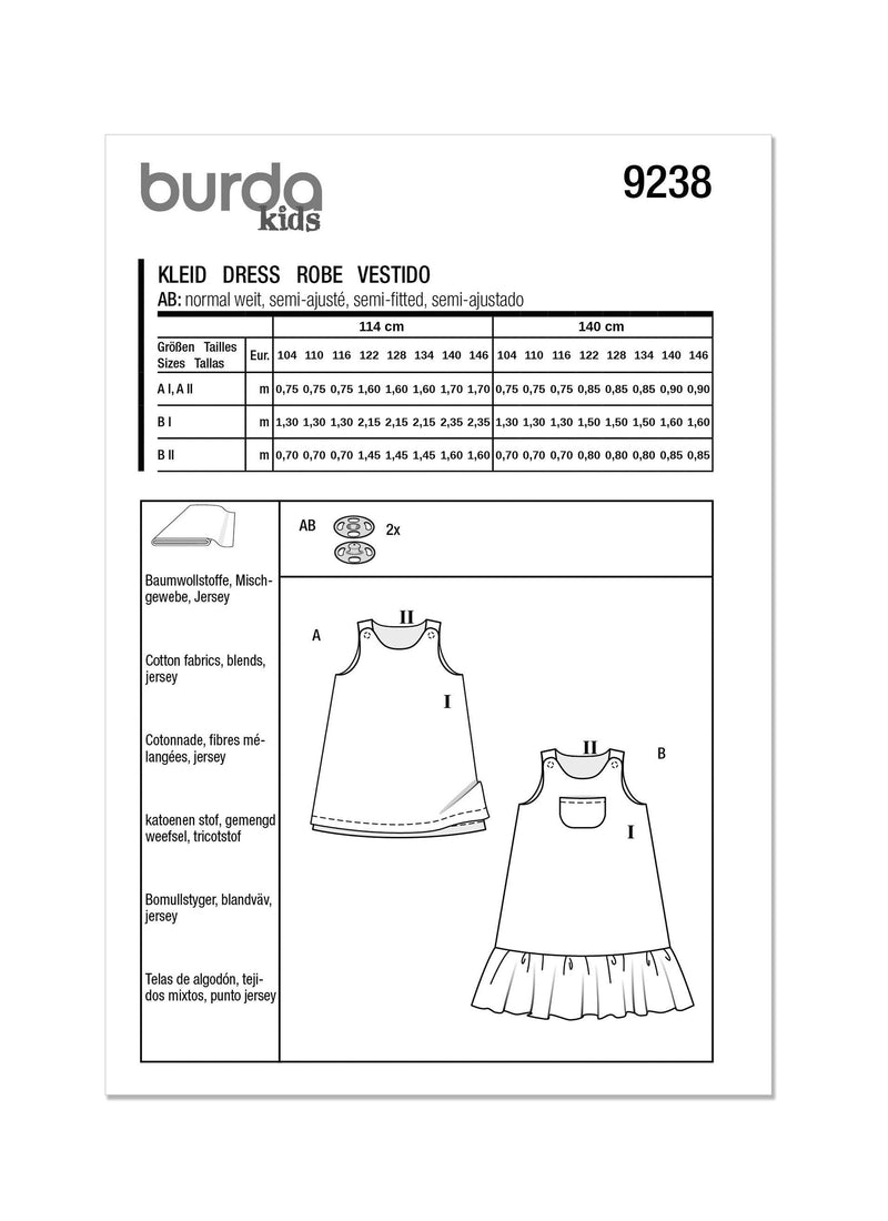 Burda Style Children's Dress Sewing Pattern for Stylish Kids B9238