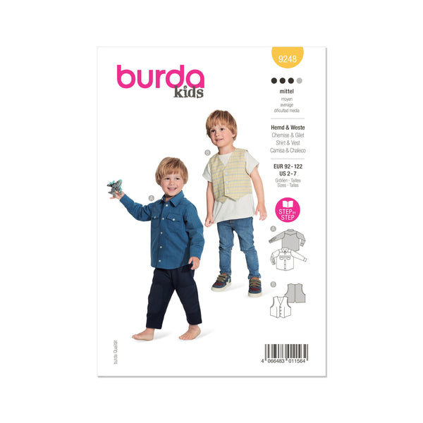 Burda Style Children's Shirt, Waistcoat & Vest Sewing Pattern B9248