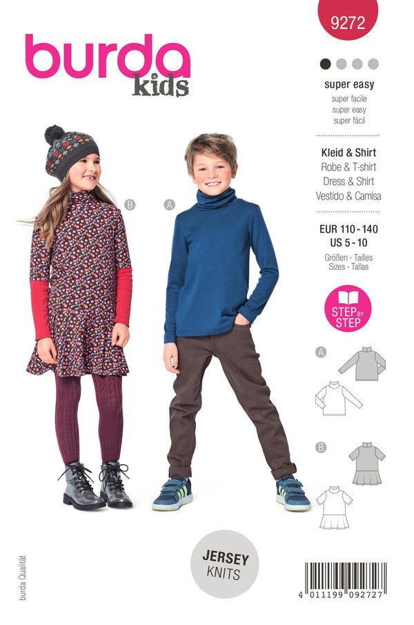 Burda Style Children's Top & Dress with Roll Neck Sewing Pattern B9272