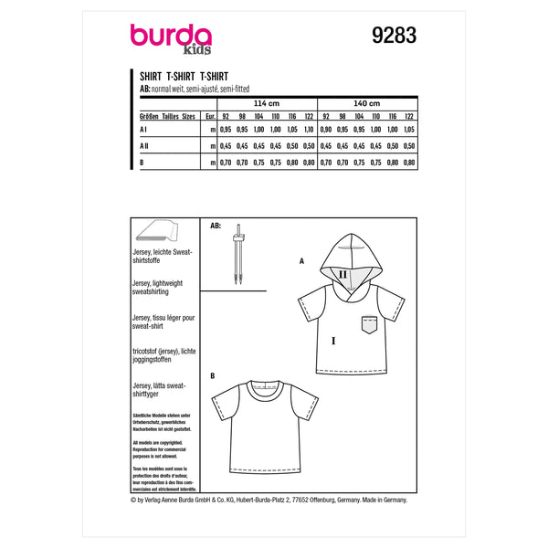 Burda Style Children's Top Sewing Pattern for Creative Kids B9283