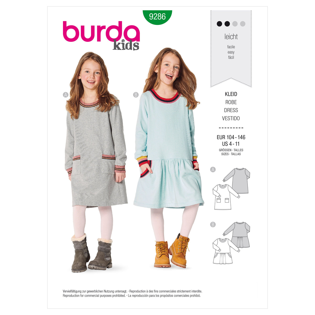 Burda Style Babies' Dress Shirtdress Sewing Pattern B9286