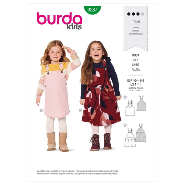 Burda Style Children's Bibbed Skirt Pinafore Sewing Pattern B9287