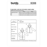 Burda Style Children's Coat – Jacket – Hood Sewing Pattern B9289