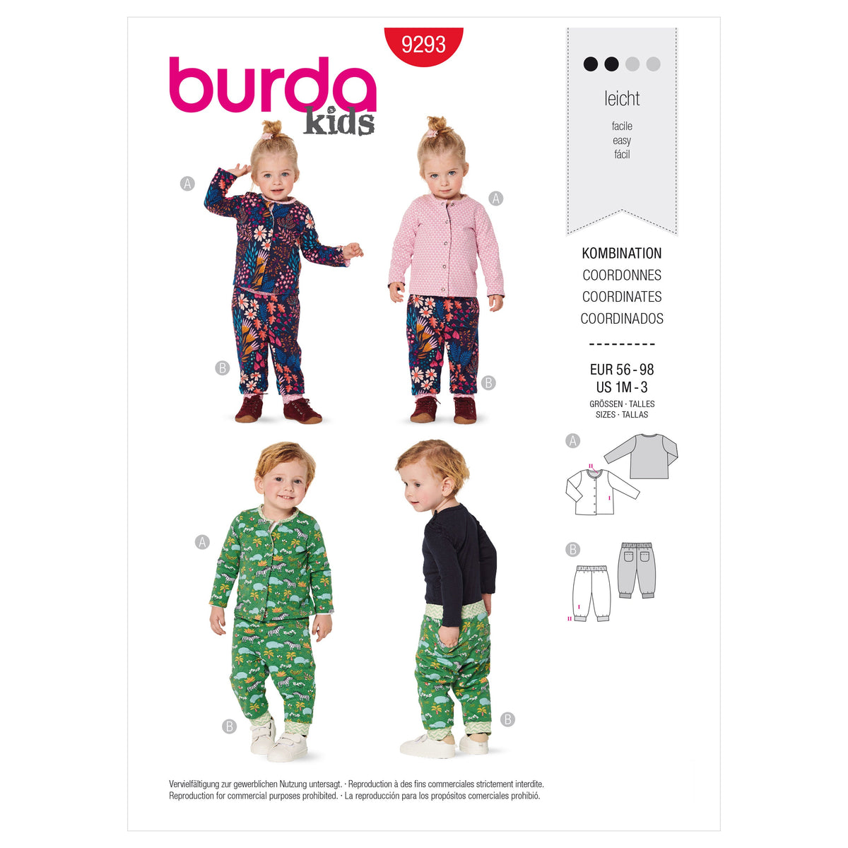 Burda Style Babies' Jacket Reversible Sewing Pattern B9293