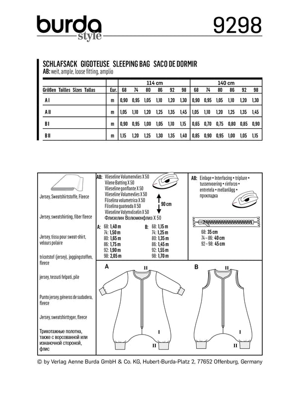 Burda Style Toddler Craft Sewing Pattern for Creative Projects B9298