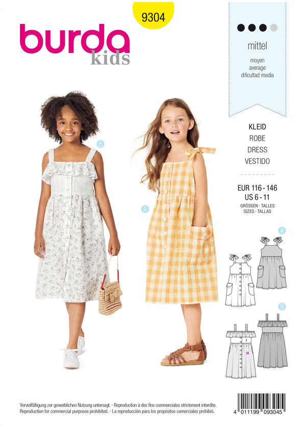 Burda Style Child Dress Sewing Pattern for Stylish Creations B9304