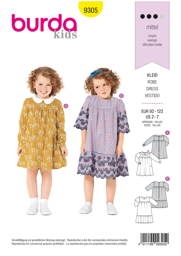 Burda Style Child Dress Sewing Pattern for Stylish Creations B9305