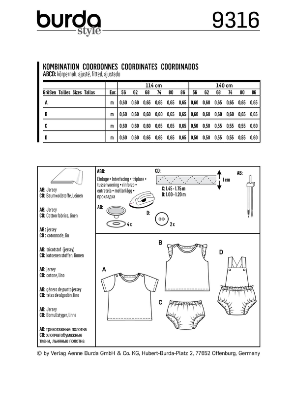Burda Style Baby Sportswear Sewing Pattern for Stylish Creations B9316