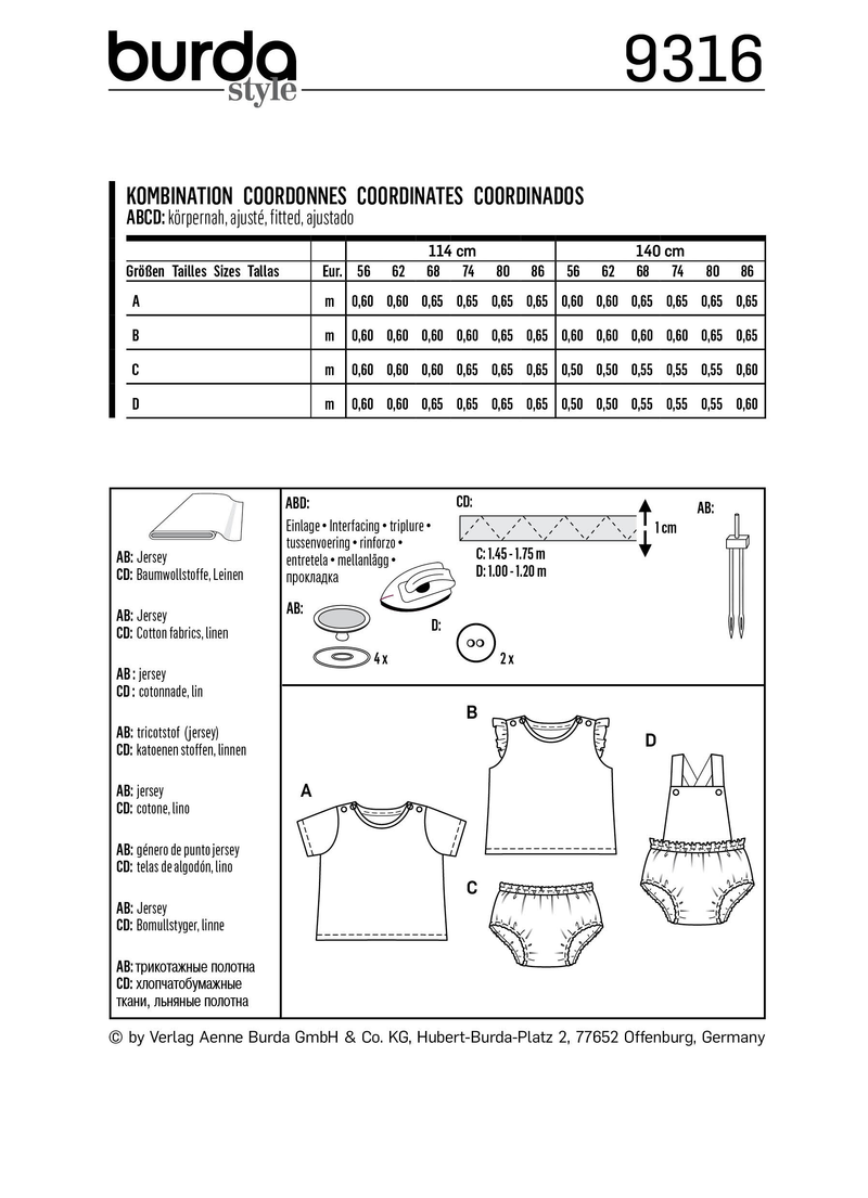Burda Style Baby Sportswear Sewing Pattern for Stylish Creations B9316