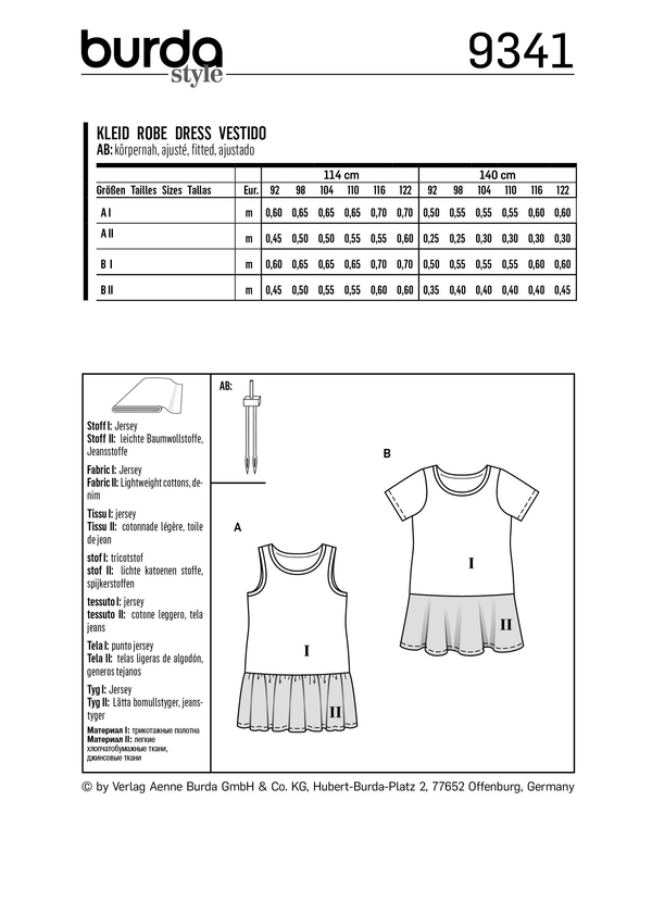 Burda Style Child Dress Sewing Pattern for Stylish Creations B9341