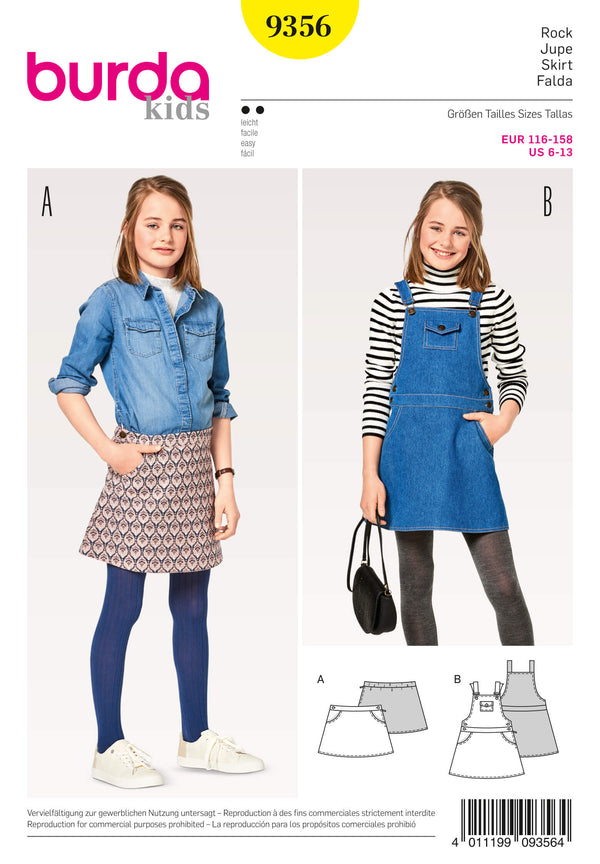 Burda Style Child Girl Skirt Pant Sewing Pattern B9356