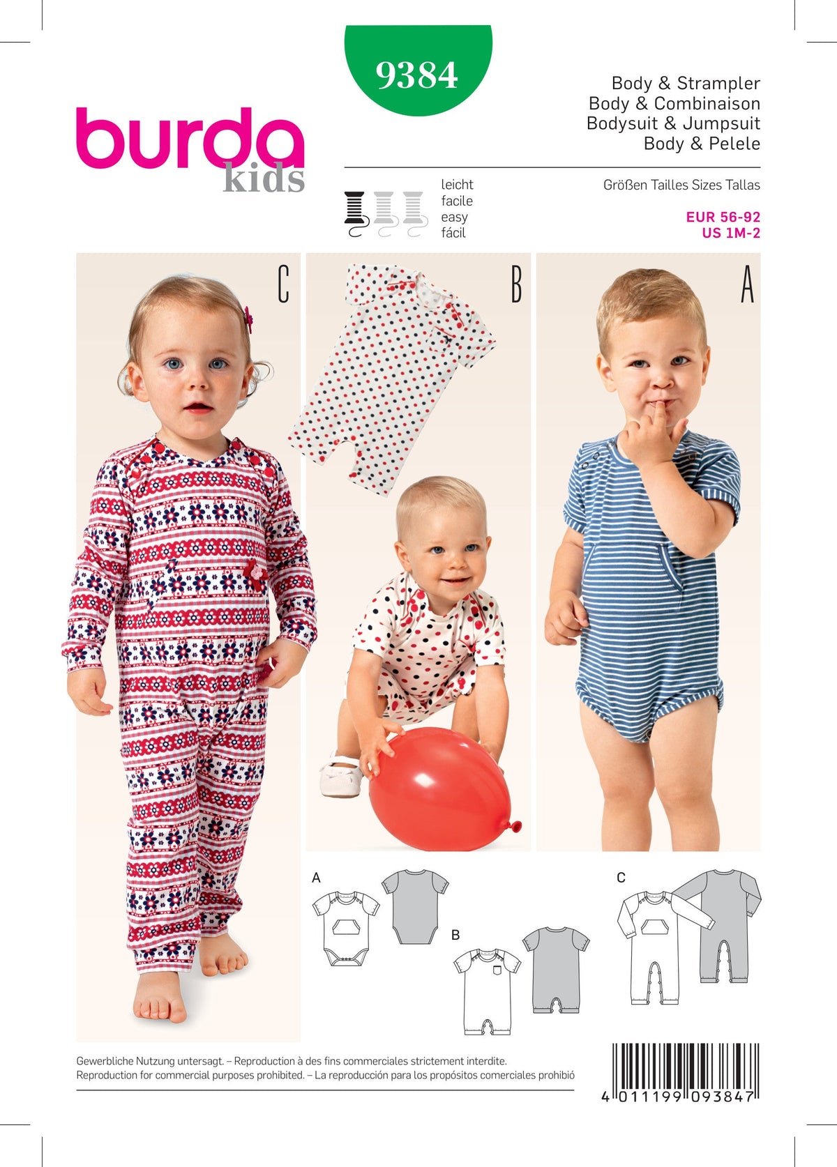 Burda Style Baby Romper Sewing Pattern for Adorable Outfits B9384