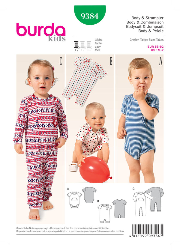 Burda Style Baby Romper Sewing Pattern for Adorable Outfits B9384