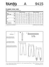 Burda Style Skirt/Pants for Child/Girl Sewing Pattern B9415