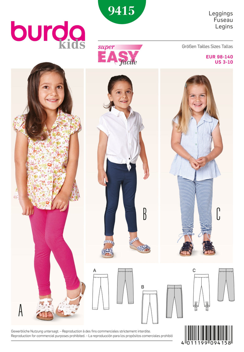 Burda Style Skirt/Pants for Child/Girl Sewing Pattern B9415