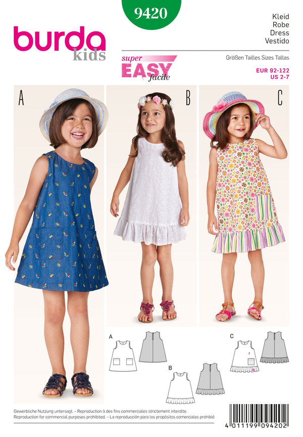 Burda Style Dress Child Sewing Pattern for Stylish Creations B9420