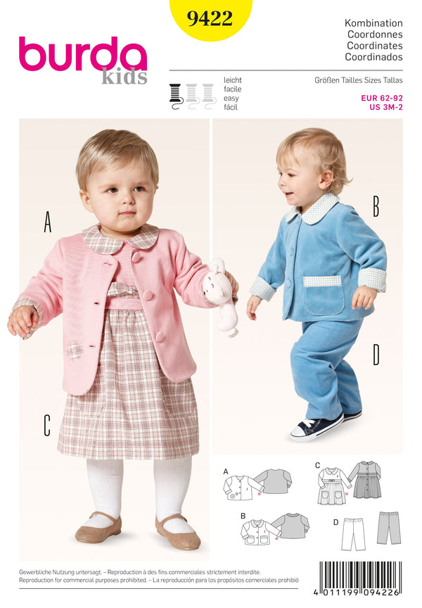 Burda Style Sportswear Baby Sewing Pattern for Stylish Creations B9422