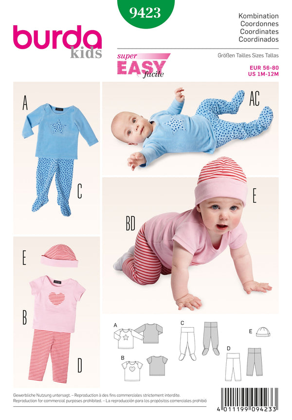 Burda Style Sportswear Baby Sewing Pattern for Stylish Creations B9423