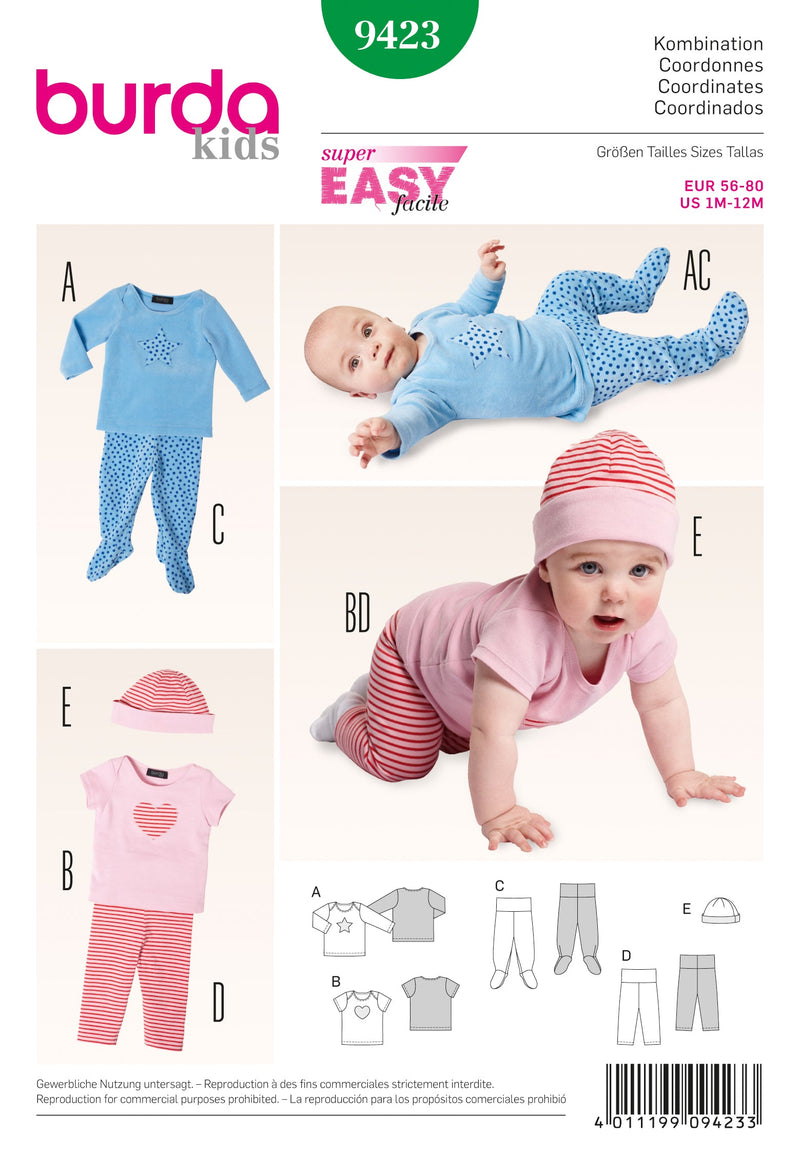 Burda Style Sportswear Baby Sewing Pattern for Stylish Creations B9423