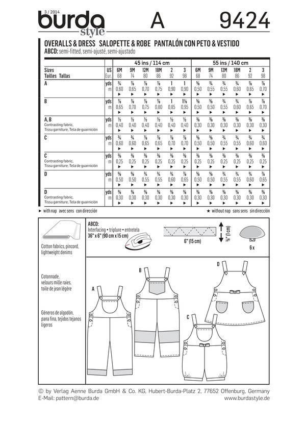 Burda Style Dress Baby Sewing Pattern for Stylish Creations B9424