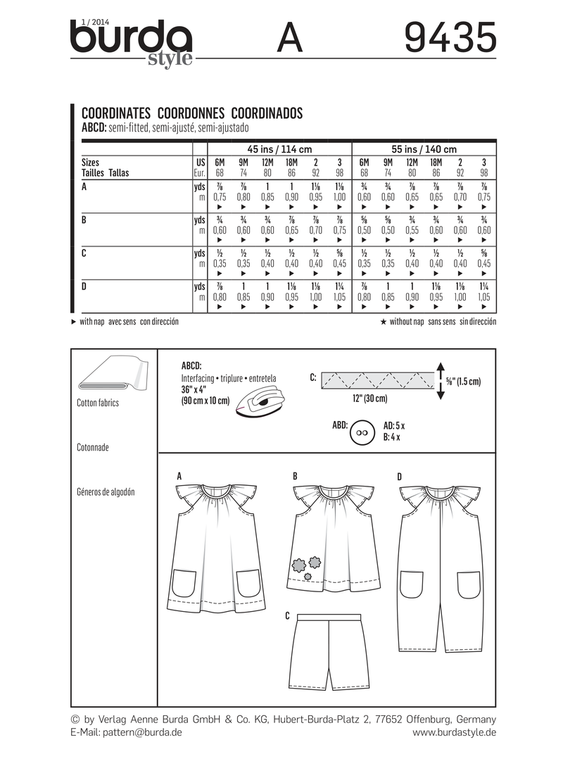 Burda Style Baby Sewing Pattern for Adorable Outfits B9435