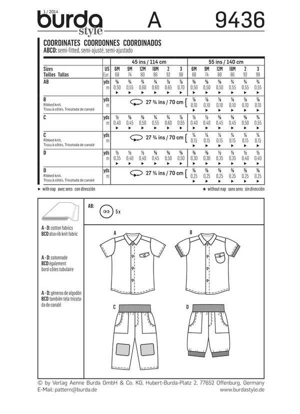 Burda Style Baby Sewing Pattern for Adorable Creations B9436