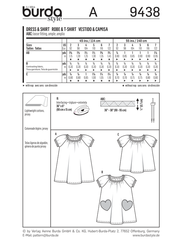 Burda Style Toddlers Sewing Pattern for Creative Projects B9438