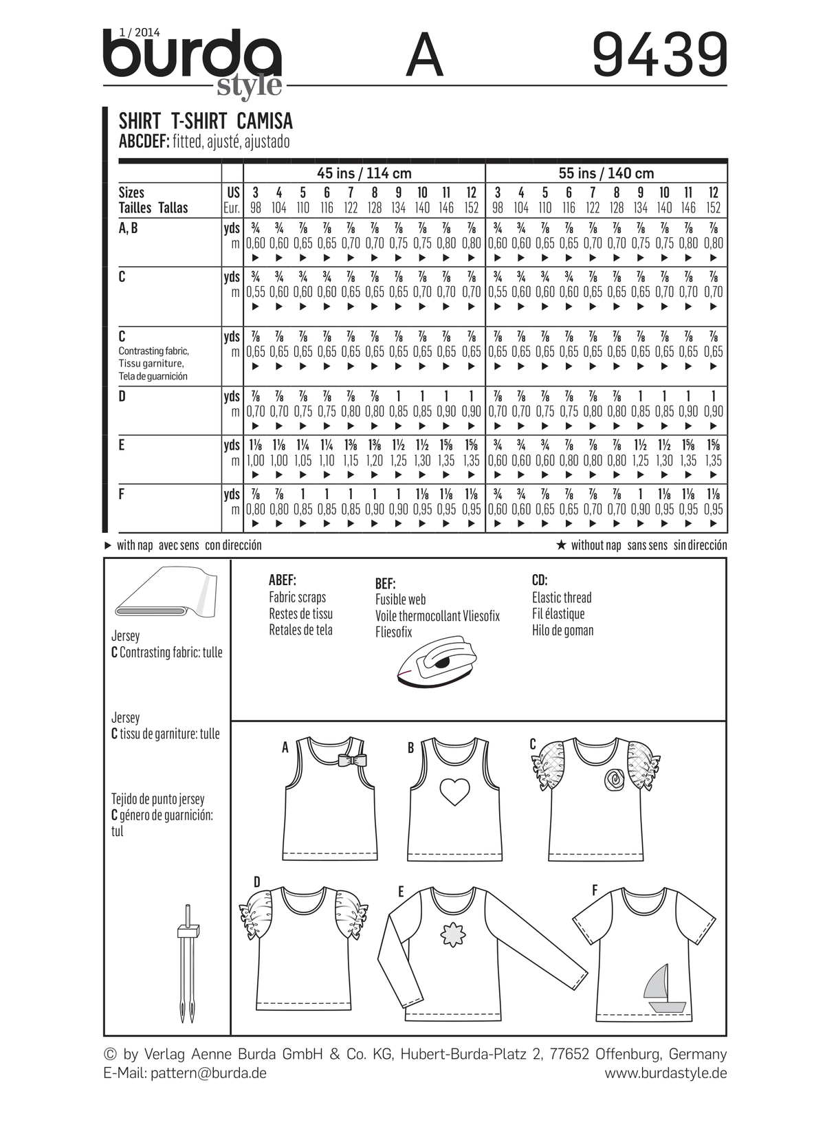 Burda Style Children's Fashion Sewing Pattern for Creative Projects B9439