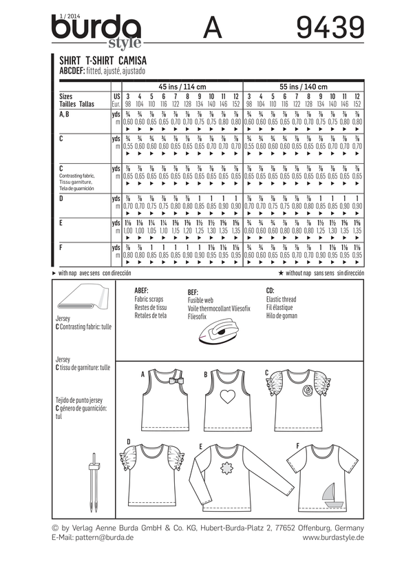 Burda Style Children's Fashion Sewing Pattern for Creative Projects B9439