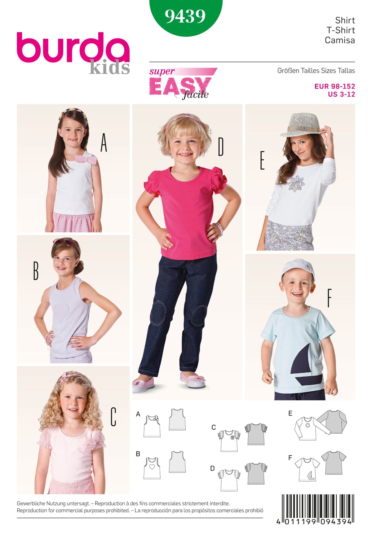 Burda Style Children's Fashion Sewing Pattern for Creative Projects B9439