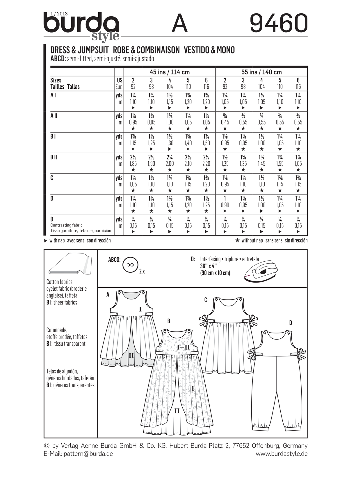 Burda Style Dress & Jumpsuit Sewing Pattern for Stylish Creations B9460