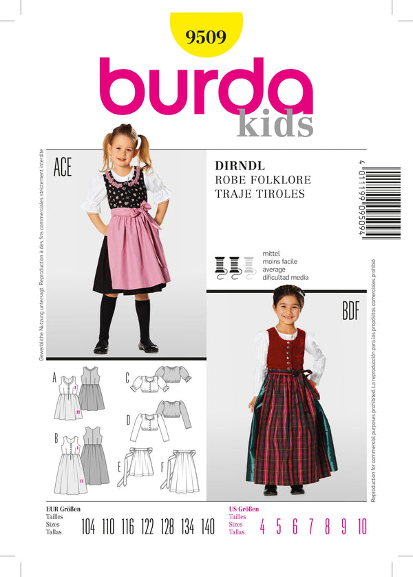 Burda Style Dirndl Dress Sewing Pattern for Stylish Creations B9509