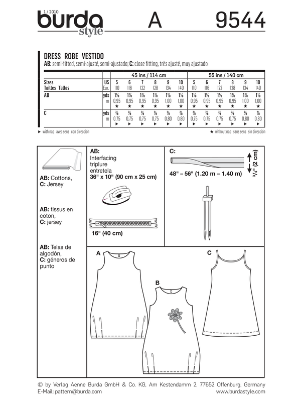 Burda Style Dress Sewing Pattern for Stylish Creations B9544