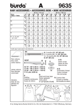 Burda Style Baby Accessories Sewing Pattern for Creative Projects B9635